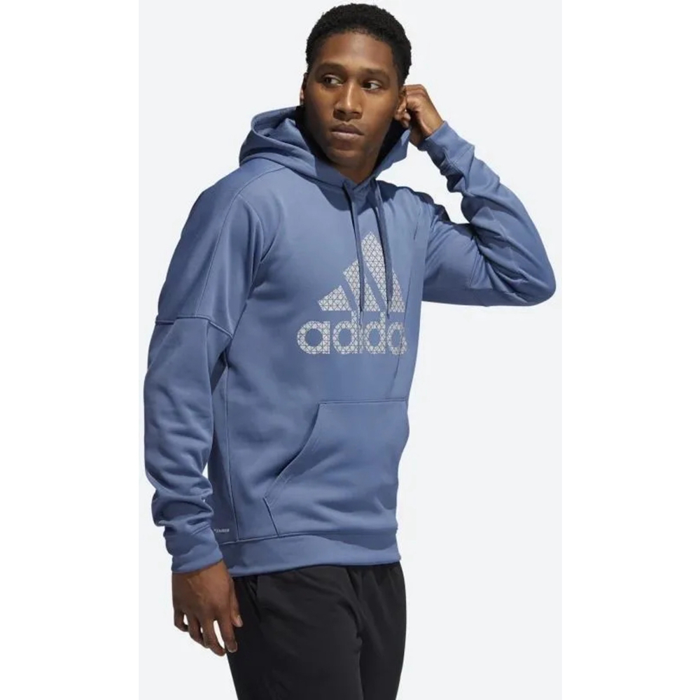 ADIDAS Blue ClimaWarm HOODIE TOP Sweatshirt Athletic Gym PULLOVER Jacket MENS L
